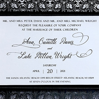 Black Lace Laser Cut Wedding Invitation [Suite]